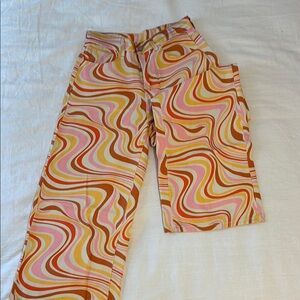 Retro Swirl Pattern Pants